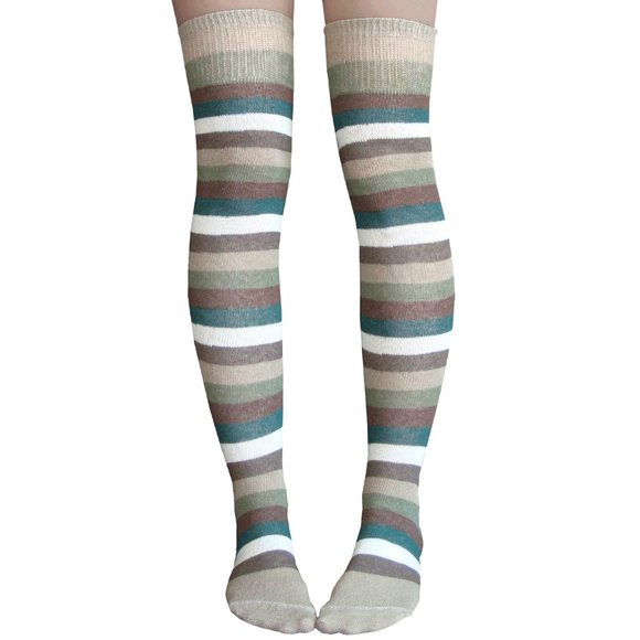 Chrissy's Socks Accessories - Army Striped Thigh High Socks